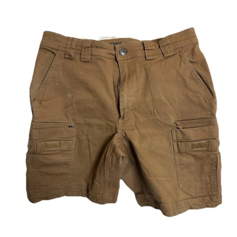 Duluth Flex Fire Hose Cargo Shorts 32 Brown Carpenter Duck Canvas Trading Stains